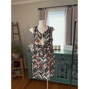 Hayden Los Angeles Boho Dress Black Blue Red Sleeveless Size Small NWT
